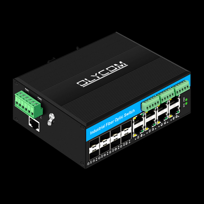 Beheerde 16-poort Gigabit Poe Switch Din-rail Network Switch 8RJ45+8SFP met 4*RS485+2*CAN BUS