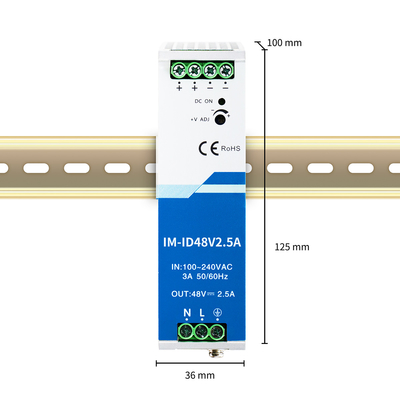 120W industriële voedingsadapter 48V 2.5A Din Rail Wide AC/DC Input CE UL vermeld
