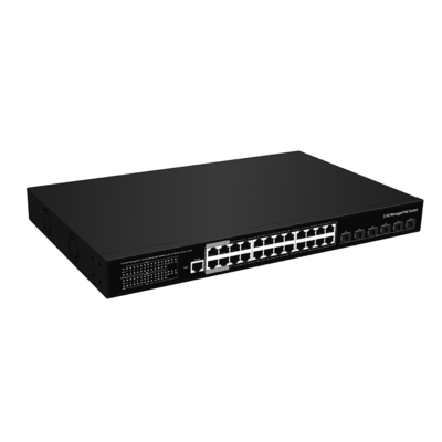 24 poorten 2.5G PoE Switch 10G Fiber Uplink L3 Managed Ethernet 400W Budget AC Input