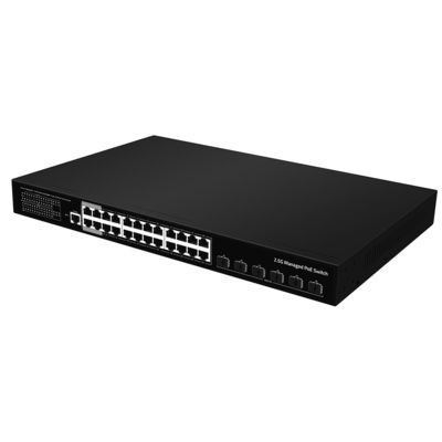 24 poorten 2.5G PoE Managed Switch 10G Fiber Uplink L3 laag 400W Budget AC Input CE