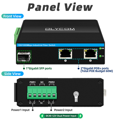 Mini-optische vezelconverter Industrial Ethernet Switch Poe Switch DC48V Input