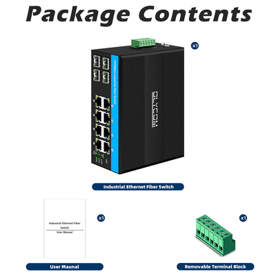 8 poorten gigabit poe-schakelaar industriële ethernetschakelaar 4SFP+8RJ45 DC48V Dual power input