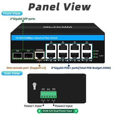 8 poort Gigabit Managed Poe Switch Industrial Ethernet Switch met 2SFP+8 RJ45