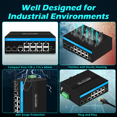 8 poort Gigabit Managed Poe Switch Industrial Ethernet Switch met 2SFP+8 RJ45