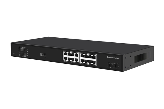 16 poort Gigabit Ethernet-schakelaar Af/at Poe-schakelaar AC 100-240V Power Input