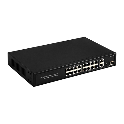 16 poort Gigabit Poe Switch Fiber Network Switch Uitgebreid 250m 300W