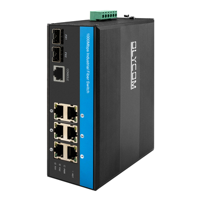 8 poort Gigabit Switch L2 Managed Vitesse Chipset Din Network Switch met 2SFP+6RJ45