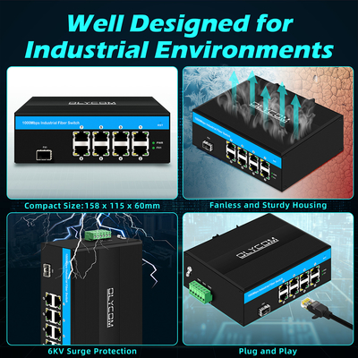 8 poort Gigabit Switch Industrial Ethernet Switch IP40 OEM-fabriek