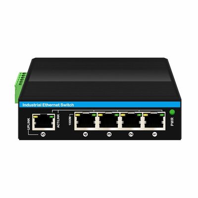5 poorten E-Mark gecertificeerde Industrial Ethernet Switch met 6KV overspanningsbescherming en Gigabit-netwerksnelheid