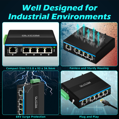 5 poort Gigabit Switch E-Mard Certified Industrial Ethernet Switch
