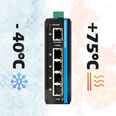 5-poort Industrial Network Switch Gigabit CE E-Mark Gecertificeerd Onbeheerd DIN gemonteerd