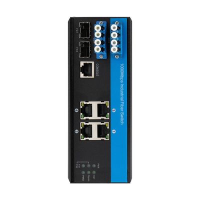 Industrial Managed Ethernet Switch met D2*2B Bypass Function SM LC Connector IP40 Beschermingsgraad voor optische lijnbescherming
