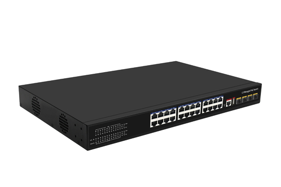 10G 24-poorts Poe Switch L3 Managed Ethernet Fiber Switch 400W 4*10G Fiber Poorten+24*RJ45 POE Poorten