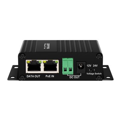Gigabit 30W PoE-splitter met schakelbare DC12V/24V-uitgang voor beveiligingscamera's, draadloze toegangspoort, toegangscontrolesystemen.
