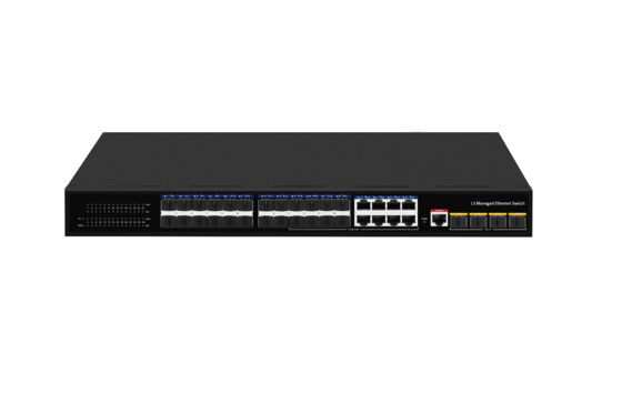 Desktop 10G Ethernet Switch L3 Managed Glasvezel Switch 24*1.25G RJ45 Poorten + 4*10G SFP+ Glasvezel Poorten