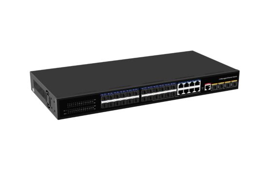 Desktop 10G Ethernet Switch L3 Managed Glasvezel Switch 24*1.25G RJ45 Poorten + 4*10G SFP+ Glasvezel Poorten