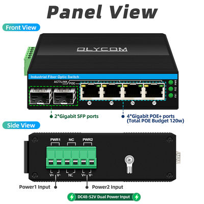 Gigabit POE switch onbeheerde ethernet switch 120W poe af/at DC48V stroomingang