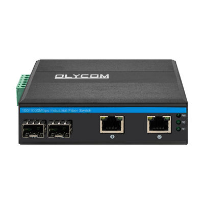 Industriële POE-switch met 2 SFP + 2 RJ45-poorten 6KV overspanningsbeveiliging en DC48V-voeding voor buitengebruik