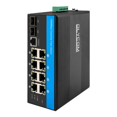 Robuuste Managed Ethernet Switch Vitesse chipset 2 SFP 8 RJ45 industriële ethernet switch met SNMP-beheer