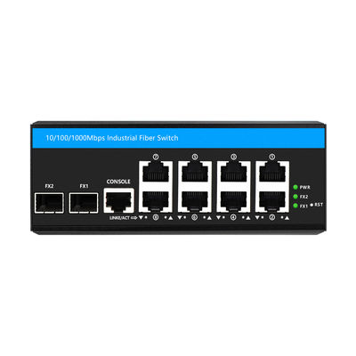 Industrial Managed Ethernet Switch 10 Port Gigabit Network DC12V DC24V IP40