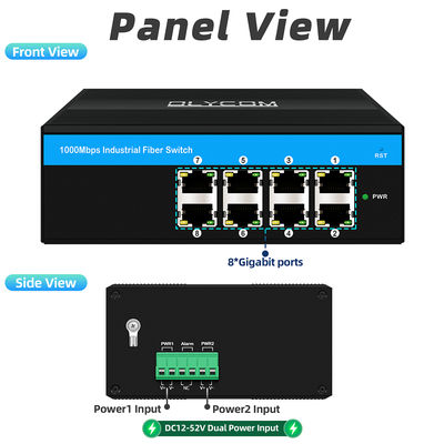 Gigabit 8-poorts Ethernet Switch E-Mark Industriële Netwerkswitch voor Buitengebruik