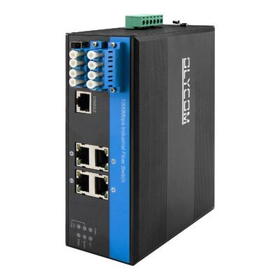 Industriële PoE Fiber Bypass Switch 4 Poort L2 Managed Vitesse Gebaseerd DIN Robuuste Behuizing