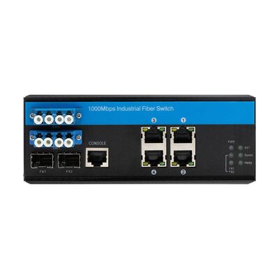 Industriële PoE Fiber Bypass Switch 4 Poort L2 Managed Vitesse Gebaseerd DIN Robuuste Behuizing