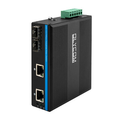 Industriële 4-poorts PoE Glasvezel Switch Gigabit Ethernet Ongemanaged DIN-rail IP40 Gecertificeerd CE