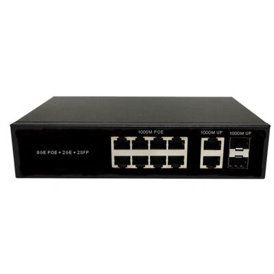 8 poorten Glasvezel PoE-schakelaar Gigabit SFP/RJ45 Uplinks AC220V 120W/150W Budget Fanless