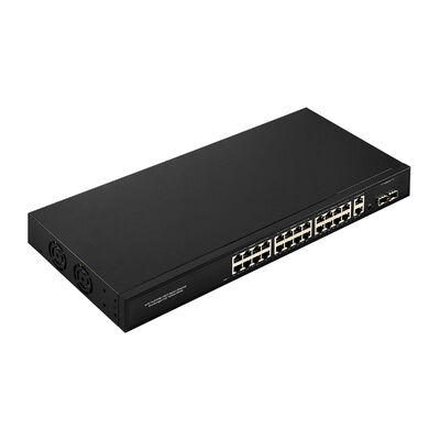24-poorts Gigabit PoE Switch met 2 SFP/RJ45 Uplinks 300W Ongemanaged 220V Input CE