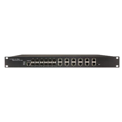 1U Rack 24 Port Managed Switch met 12RJ45+12SFP-poorten IP30 Veiligheidsklasse en IEEE802.3az EEE Industrial Ethernet Switch