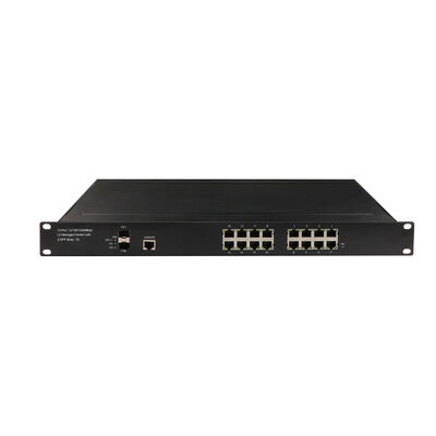 16-Poorts 1G 2.5G Managed PoE Switch Rack-gemonteerd SFP Uplinks Ventilatorloos AC-voeding