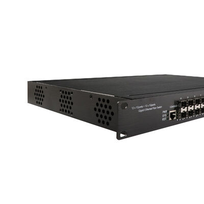 24-poorts Managed Ethernet Switch Industrieel Gigabit Glasvezel Dubbel 220V Ingang 1U Rack CE