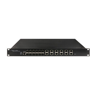 24-poorts Managed Ethernet Switch Industrieel Gigabit Glasvezel Dubbel 220V Ingang 1U Rack CE
