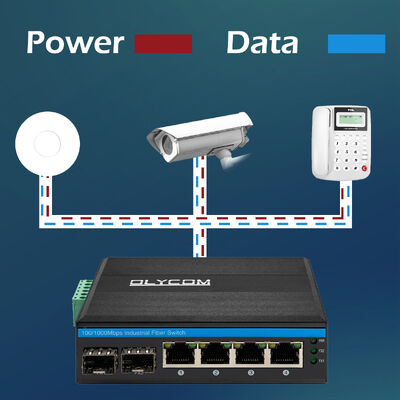 4-poorts Industriële PoE Switch Fast Ethernet 10/100Mbps Onbeheerd DIN-rail montage Fanless