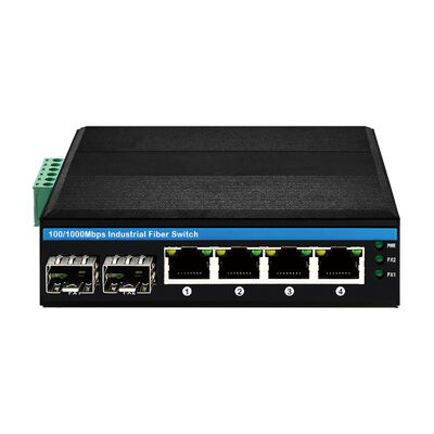 6-poorts Industriële Edge Switch 10/100Mbps SFP Fiber Onbeheerd DIN-montagebaar CE