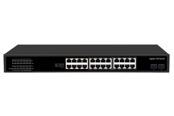24 poorten Gigabit PoE Switch 1U Type Unmanaged 1G Ethernet 300W Budget Fanless