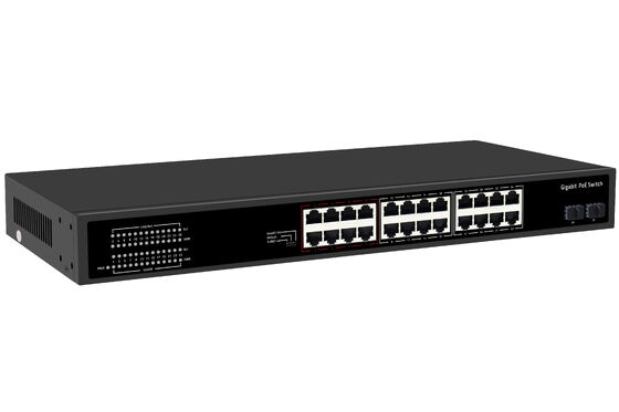 24 poorten Gigabit PoE Switch 1U Type Unmanaged 1G Ethernet 300W Budget Fanless