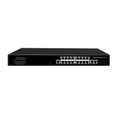 16 Poort 1G Managed PoE Switch SFP/RJ45 Uplink 200W PoE Budget 1U Rack Single AC Input
