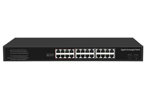 24-poorts Gigabit Glasvezel Netwerk Switch Onbeheerd Smart VLAN & Extend Modus AC-voeding