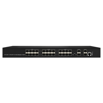 28-poorts 10G SFP+ beheerde glasvezelswitch L2/L3-aggregatieswitch met SNMP VLAN QoS voor datacenter ISP-netwerk