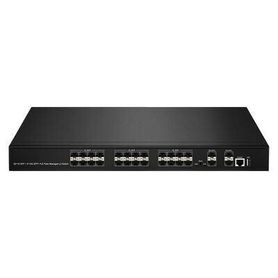 28-poorts 10G SFP+ beheerde glasvezelswitch L2/L3-aggregatieswitch met SNMP VLAN QoS voor datacenter ISP-netwerk