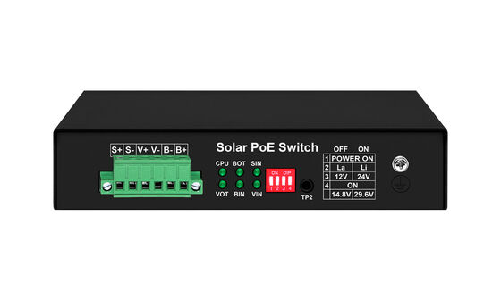 Gigabit PoE Switch MPPT Zonneladingscontroller SFP Glasvezel DC12V/DC24V/DC48V Invoer