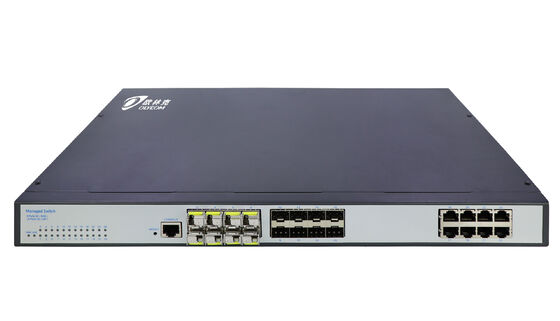 Gigabit beheerde Layer 2-netwerkswitch 24-poorts ventilatorloze WEB CLI SNMP ondersteund CE FCC