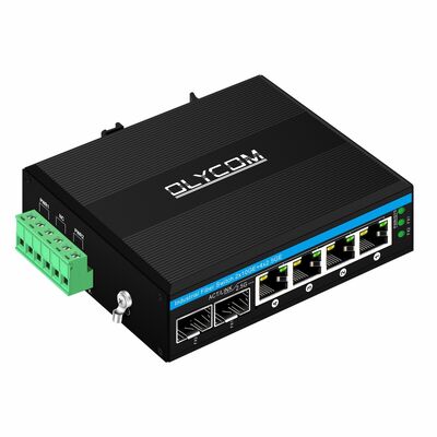 Industriële 2.5G PoE Glasvezel Switch 4 Poorten PoE+ met 2 SFP 10G Uplink DIN Rail