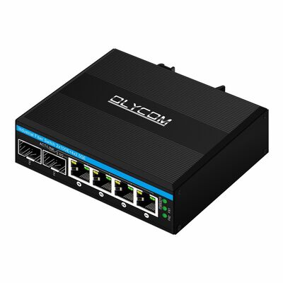 Industriële 2.5G PoE Glasvezel Switch 4 Poorten PoE+ met 2 SFP 10G Uplink DIN Rail