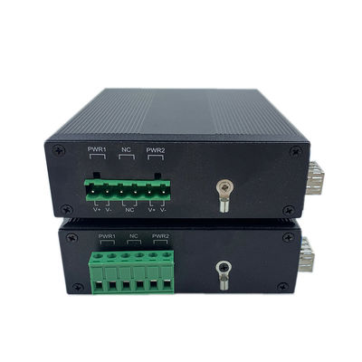 Industriële onbeheerde POE-switch 2 poorts Gigabit SFP glasvezelnetwerk IP40 ventilatorloos DIN-rail