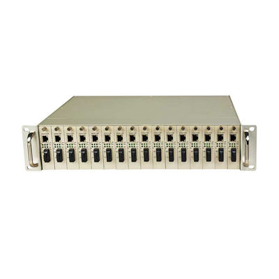 16-Slot Media Converter Rack Chassis Dual AC/DC Power 2U Grootte Niet beheerd CE RoHS FCC
