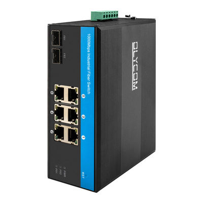 Verharden netwerkschakelaar 8 poort Gigabit Ethernet 2 SFP vezel onbeheerd DIN35 gemonteerd