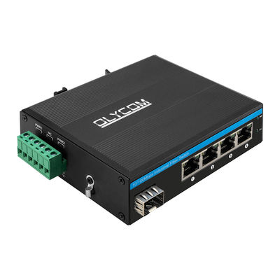 Industriële POE-switch met 1 SFP-poort en 4 RJ45-poorten voor DIN-railinstallatie